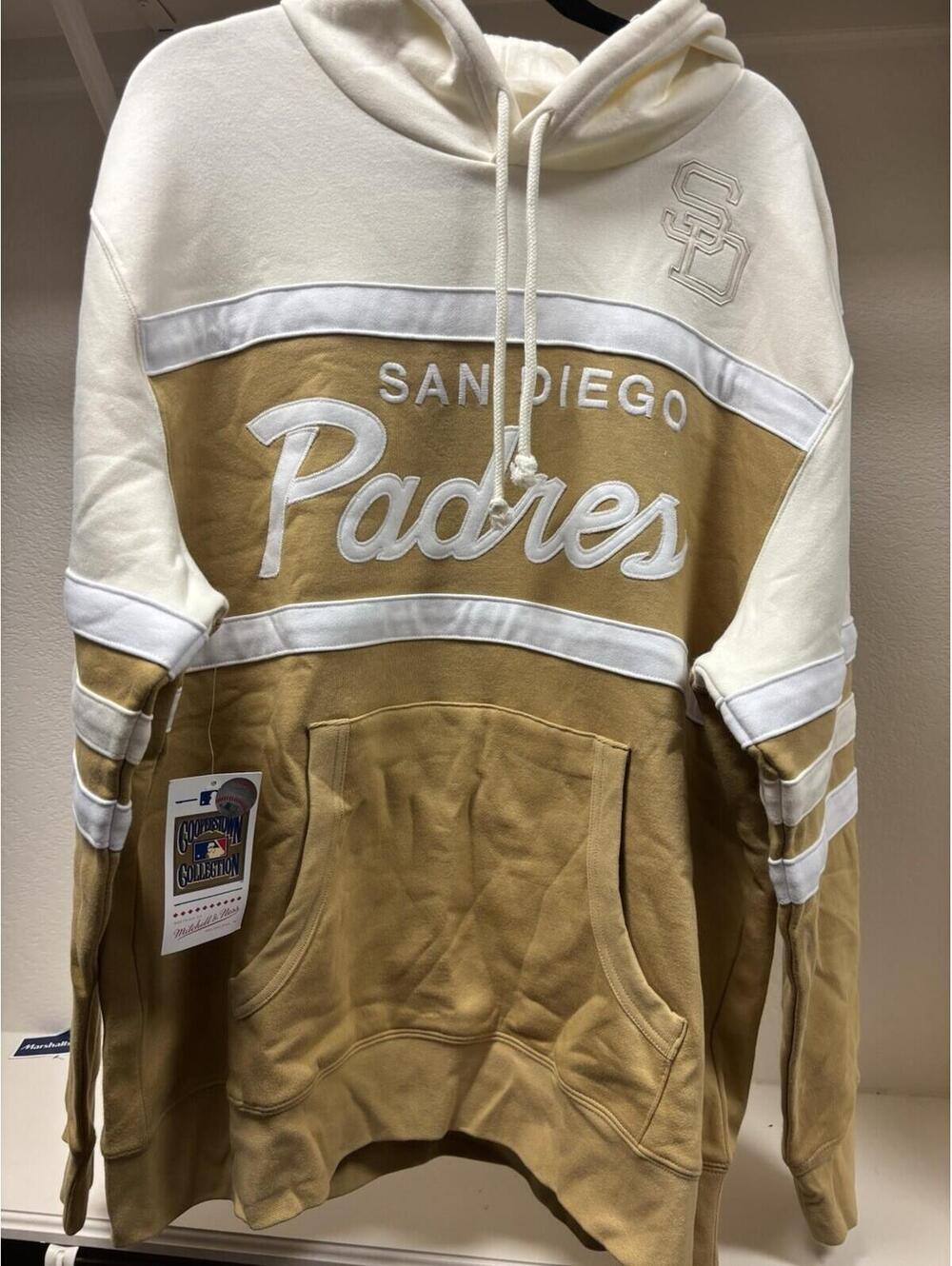 Men's Mitchell & Ness Tan/Cream San Diego Padres Head Coach Pullover Hoodie